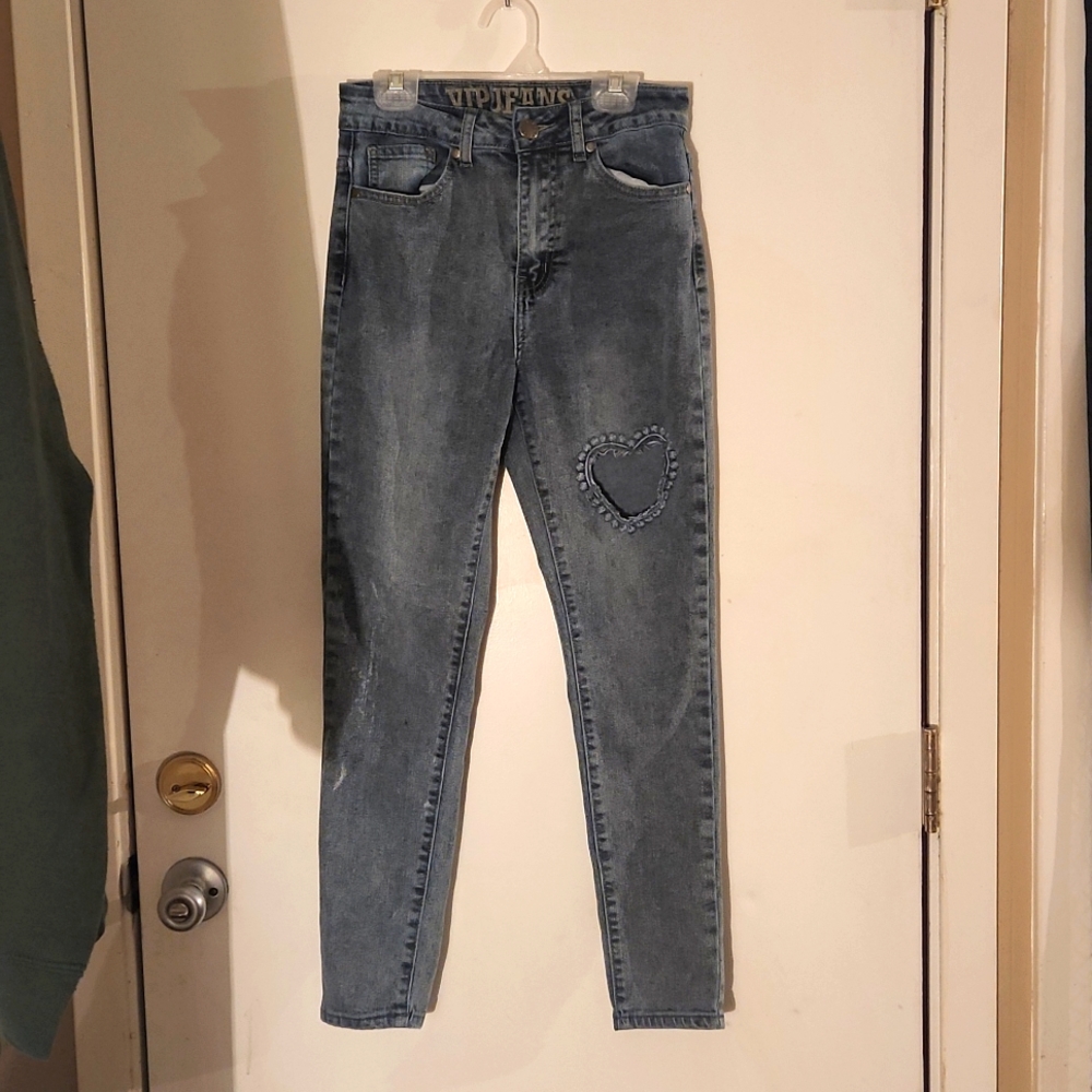 Size 3 denim heart cutout jeans